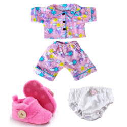 16" Pink Flannel PJ's and Slipper Set