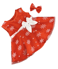 8"Red Snowflake Dress w/ Hair Bow